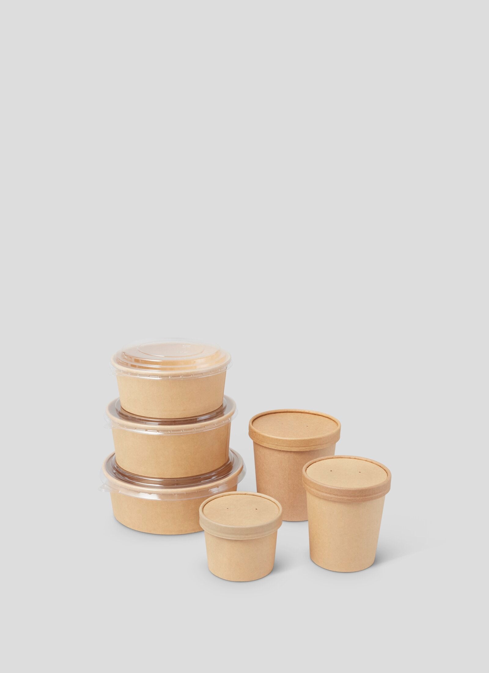 Sustainable Packaging Round Bowls and Lids for to go orders 